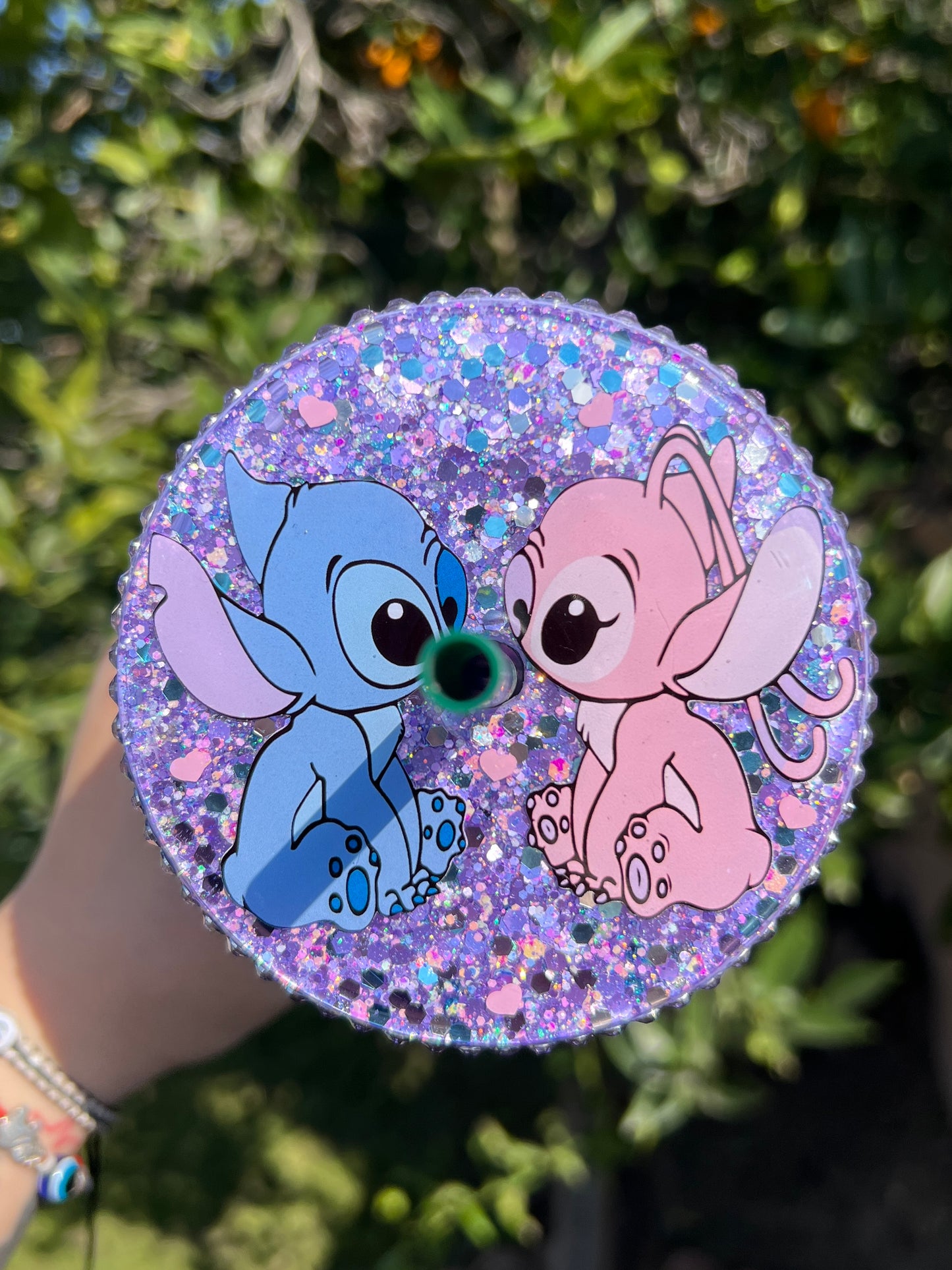 Stitch & Angel (Suspended glitter)